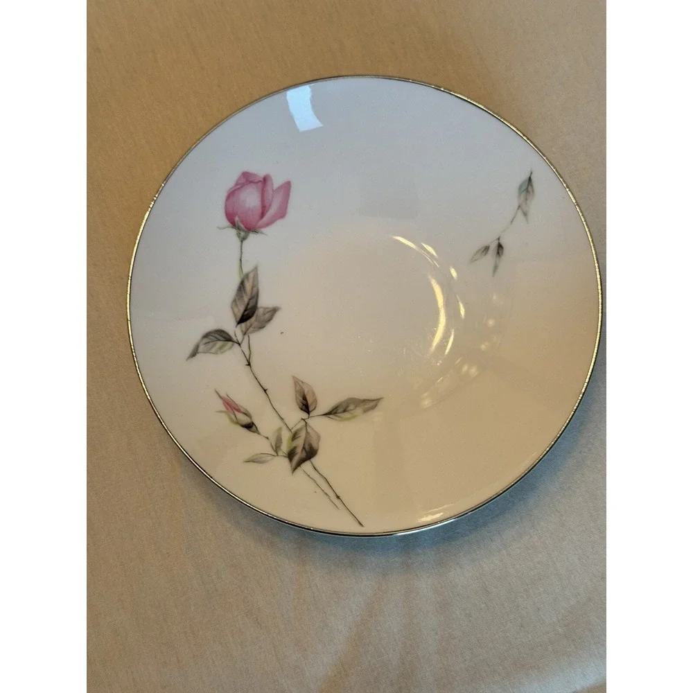 Two Style House Dawn Rose China Fruit Bowls White Pink Rose‎ Buds